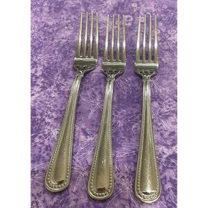 Reed & Barton Kendall Stainless Dinner Forks 3 Piece Set Beaded Outline Flatware